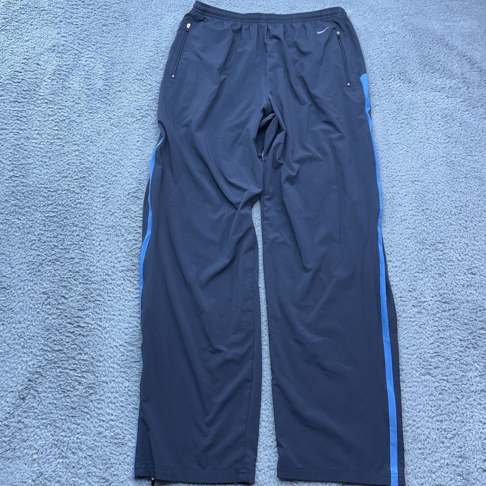 Nike Track Pants Mens XL Vtg Y2K Blue Gray Ankle Zip Wide Leg Fit Dry Streetwear